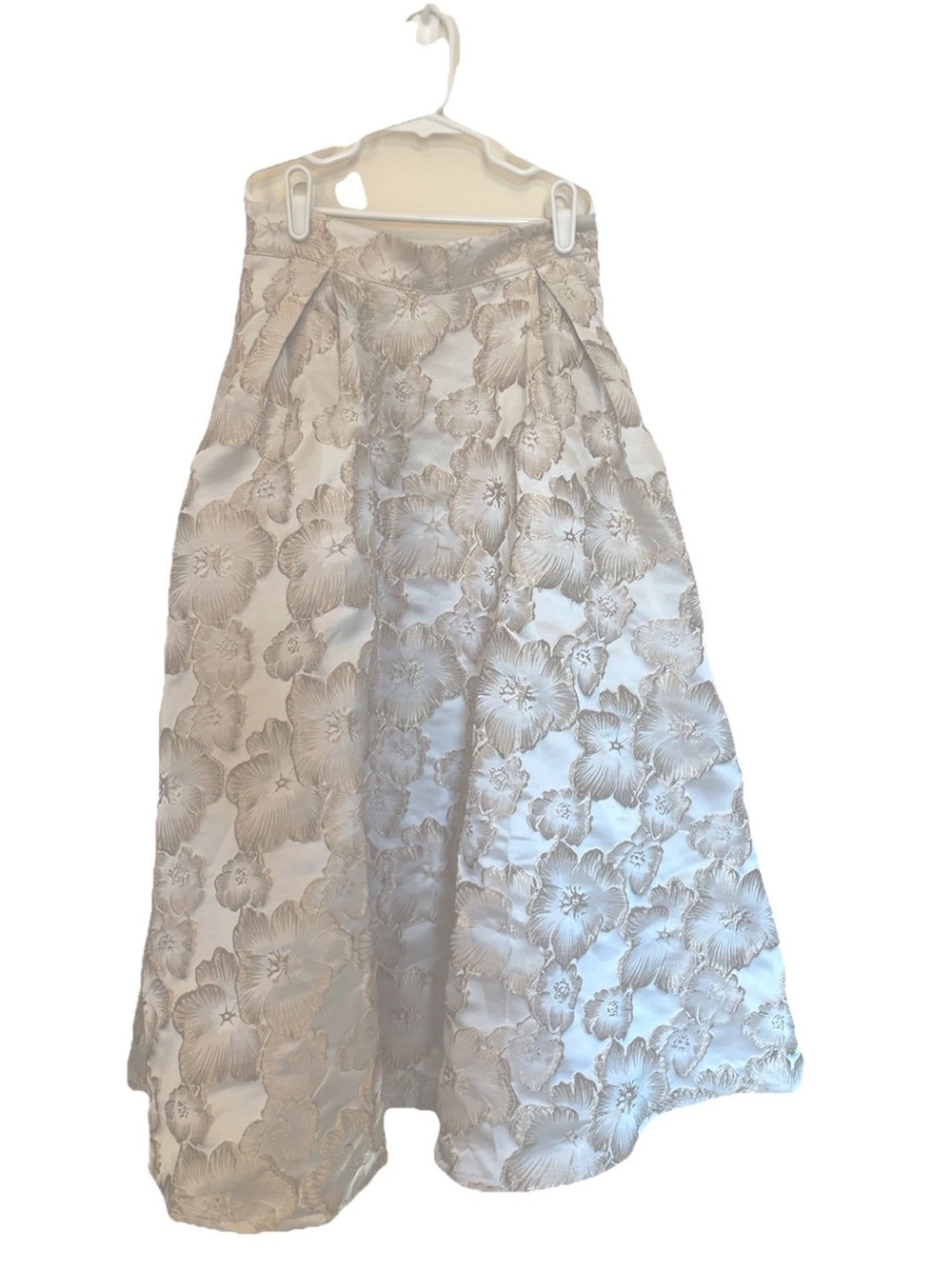 Elegant Cream Floral Jacquard Midi Skirt ChickWish Thriving Golden Blossom - Picture 3 of 6